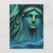 The Statue of Liberty Cries Surreal Art Postkarte (Vorderseite)