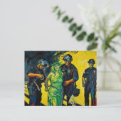 The Statue of Liberty Gets Arrested Postcard Postkarte (Stehend Vorderseite)