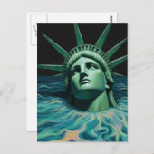 The Statue of Liberty Melts into the Sea Surreal Postkarte (Vorne/Hinten)