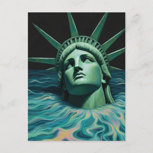 The Statue of Liberty Melts into the Sea Surreal Postkarte (Vorderseite)
