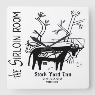 The Stock Yard Inn's Sirloin Room, Chicago, IL Quadratische Wanduhr