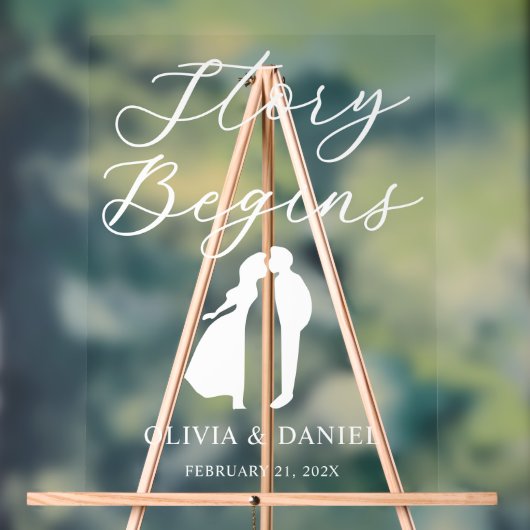 The Story Begins Personalized Wedding Welcome Acrylschild (Neutral)