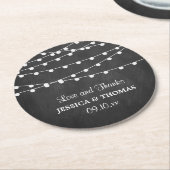 The String Lights On Chalkboard Wedding Collection Runder Pappuntersetzer (Angewinkelt)