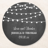 The String Lights On Chalkboard Wedding Collection Runder Pappuntersetzer (Vorderseite)