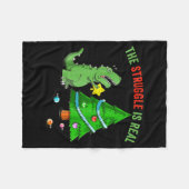 The Struggle Is Real Funny Dinosaur Trex Christmas Fleecedecke (Vorderseite (Horizontal))