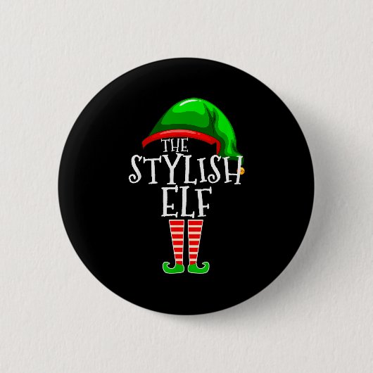 The Stylish Elf Group Matching Family Christmas Button (Vorderseite)