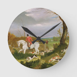The Suffolk Hunt - Going to Cover near Herringswel Runde Wanduhr