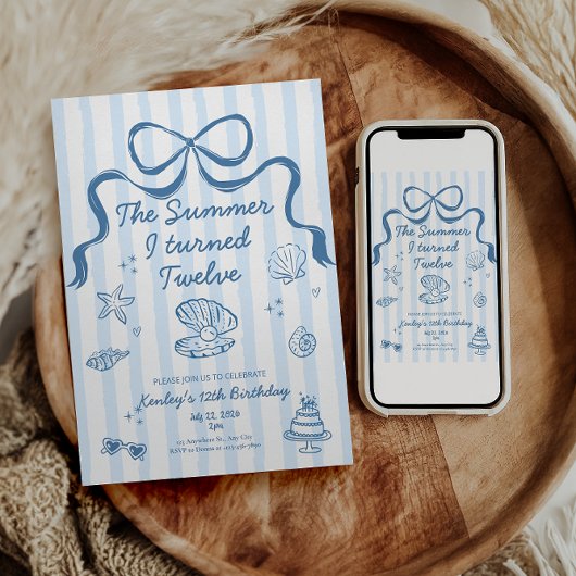 The Summer I turned 12 Birthday Invitation Einladung