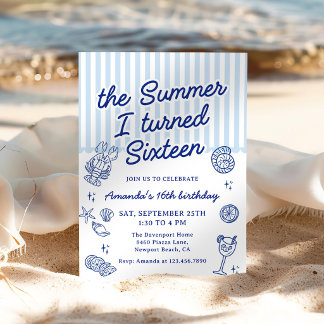 The Summer I Turned Sixteen 16th Birthday Party Einladung