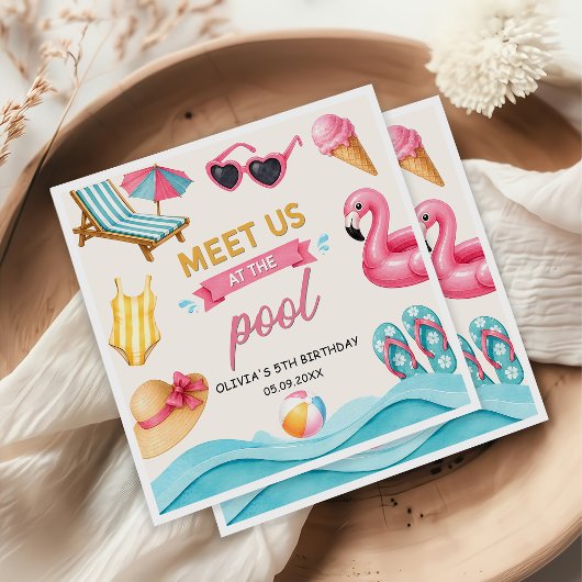 The Summer Pool Birthday Napkin Serviette