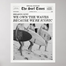 The Surf Times Zeitung Wir beherrschen die Wellen Poster
