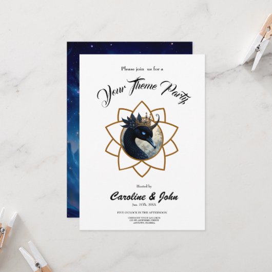 The Swan Who Guards the Moon.   Einladung (Vorderseite/Rückseite Beispiel)