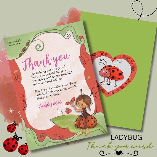 The Sweet Little Ladybug & Heart Card  Dankeskarte
