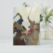 "The Sword Battle War Fierce" von NC Wyeth Dankeskarte (Stehend Vorderseite)