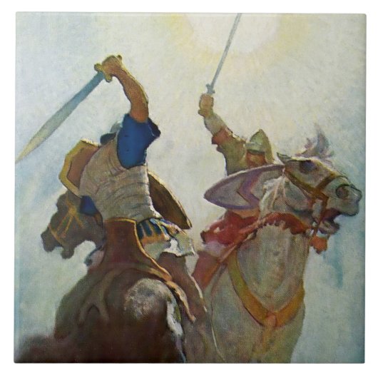 "The Sword Battle War Fierce" von NC Wyeth Fliese (Vorderseite)