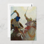"The Sword Battle War Fierce" von NC Wyeth Postkarte (Vorne/Hinten)