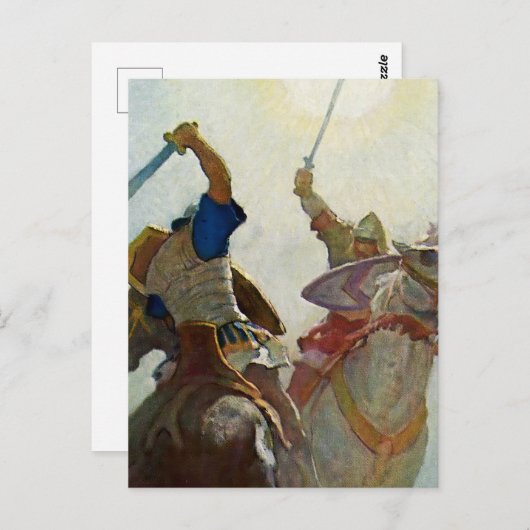"The Sword Battle War Fierce" von NC Wyeth Postkarte (Vorne/Hinten)