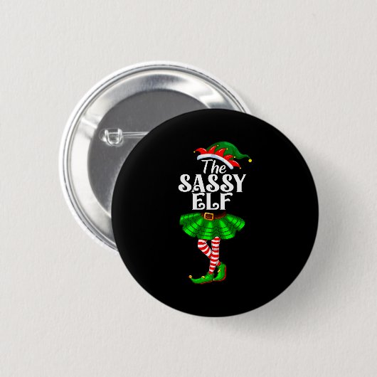 The Sy Elf Xmas Funny Christmas Matching Family Pa Button (Vorne & Hinten)