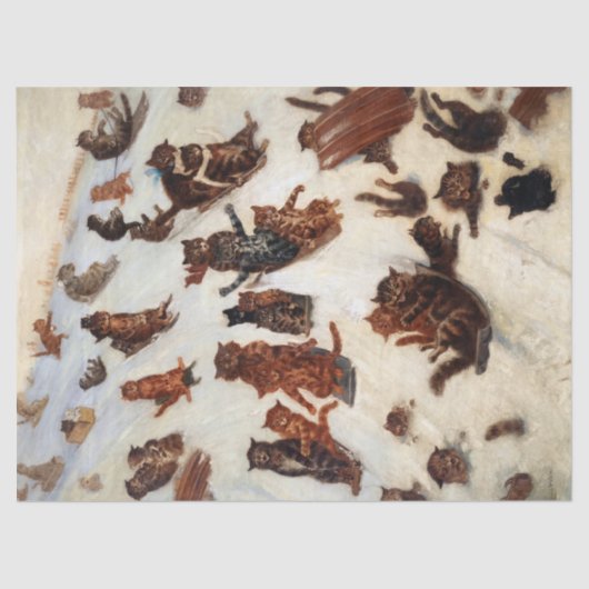 The Tabby Toboggan Club von Louis William Wain Seidenpapier (Vorderseite)