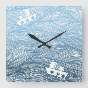 The Tale of Two Ships Quadratische Wanduhr
