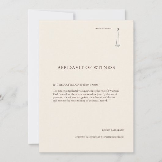 The Taper Flame- Minimalist Sacrament Witness Card (Vorderseite)