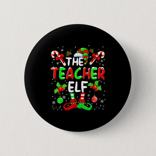 The Teacher Elf Costume Pajamas Pjs Christmas Xmas Button (Vorderseite)
