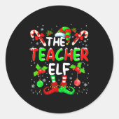 The Teacher Elf Costume Pajamas Pjs Christmas Xmas Runder Aufkleber (Vorderseite)