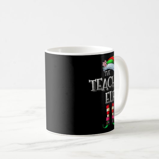 The Teacher Elf Shirt Matching Family Funny Christ Kaffeetasse (VorderseiteRechts)