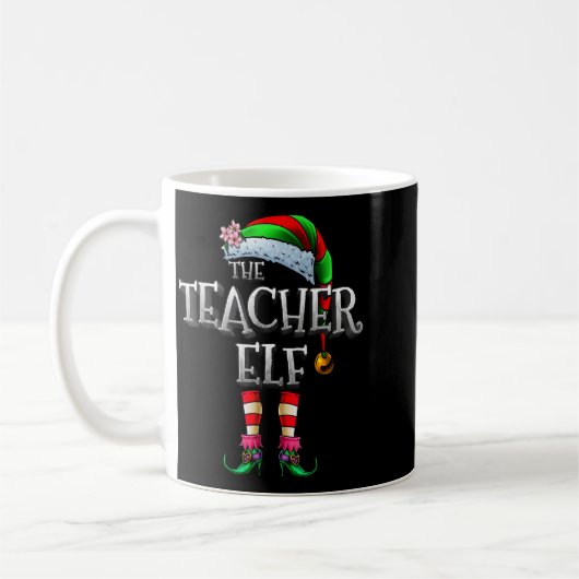 The Teacher Elf Shirt Matching Family Funny Christ Kaffeetasse (Links)