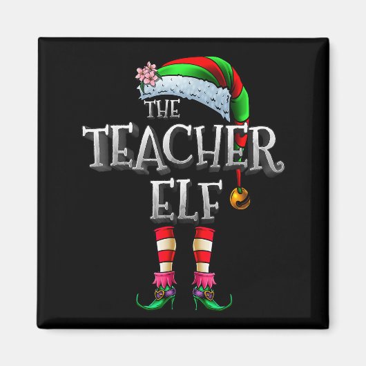 The Teacher Elf Shirt Matching Family Funny Christ Magnet (Vorne)