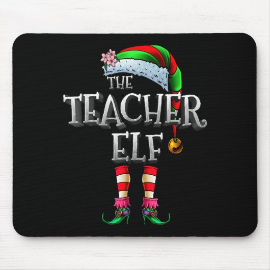 The Teacher Elf Shirt Matching Family Funny Christ Mousepad (Vorne)