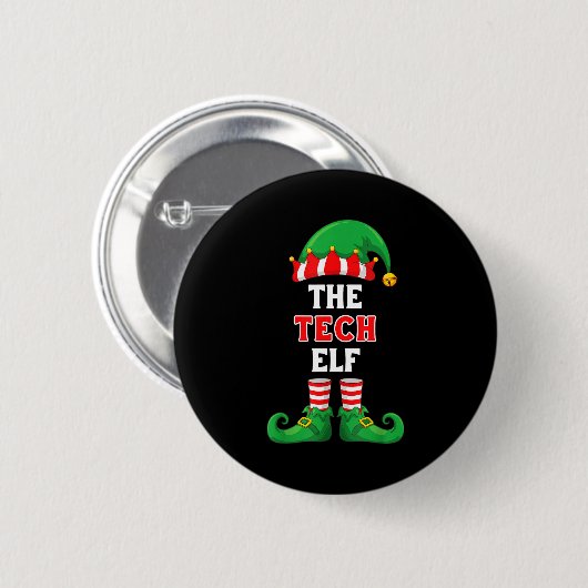 The Tech Elf Shirt Christmas For It Guy Tech Suprt Button (Vorne & Hinten)