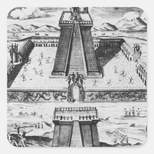 The Templo Mayor at at Tenochtitlan Quadratischer Aufkleber (Vorderseite)