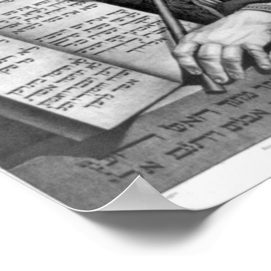 The Ten Commandments In Hebrew Print Poster (Ecke)