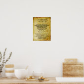 The Ten Commandments Vintage Faux Parchment  Poster (Küche)