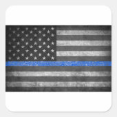 The Thin Blue Line  Quadratischer Aufkleber (Vorderseite)