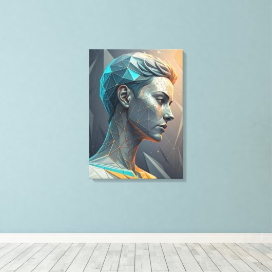 The Thinker 2.0 Abstract Geometric Canvas Print Leinwanddruck (Insitu (Holzboden))