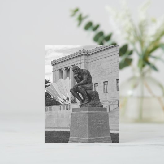 The Thinker and The Shuttlecock, Kansas City B/W Postkarte (Stehend Vorderseite)