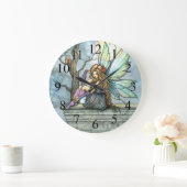 The Thinker Fairy and Owl Fantasy Art Clock Große Wanduhr (Zuhause)