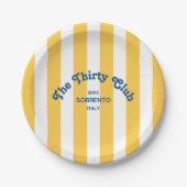 The Thirty Club Beach Stripe 30th Birthday Round Pappteller (Vorderseite)