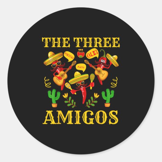 The Three Amigos - Funny Chili Cinco De Mayo Runder Aufkleber (Vorderseite)