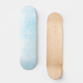 The Three Nails Cross Blue Marble Christian Skateboard (Vorderseite)