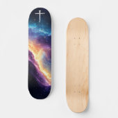 The Three Nails Cross Purple Galaxy Christian Skateboard (Vorderseite)