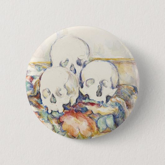 The Three Skulls von Paul Cézanne Classic Malerei Button (Vorderseite)