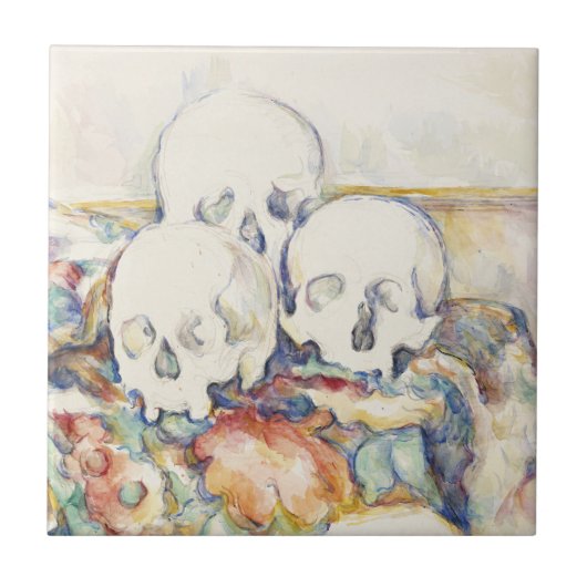 The Three Skulls von Paul Cézanne Classic Malerei Fliese (Vorderseite)