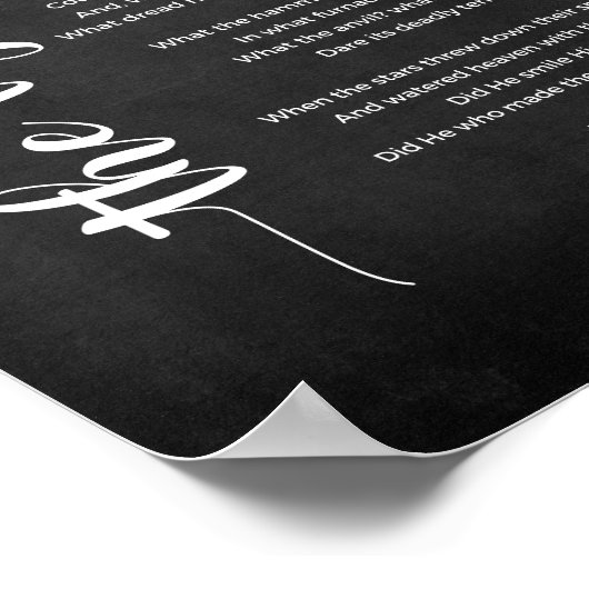 The Tiger Gedicht von William Blake Black and Whit Poster (Ecke)