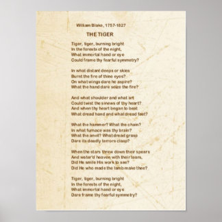 THE TIGER Gedicht von William Blake Poster