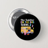 The Toddler On The Bus Turns Two Years Cute Animal Button (Vorne & Hinten)