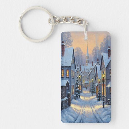 The Town In Winter Schlüsselanhänger (Vorderseite)