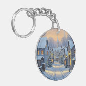 The Town In Winter Schlüsselanhänger (Vorderseite links)